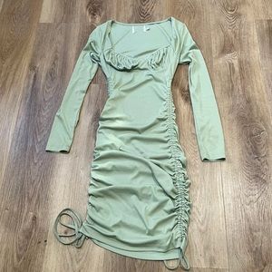 Princess Polly Ruched Sage Dress